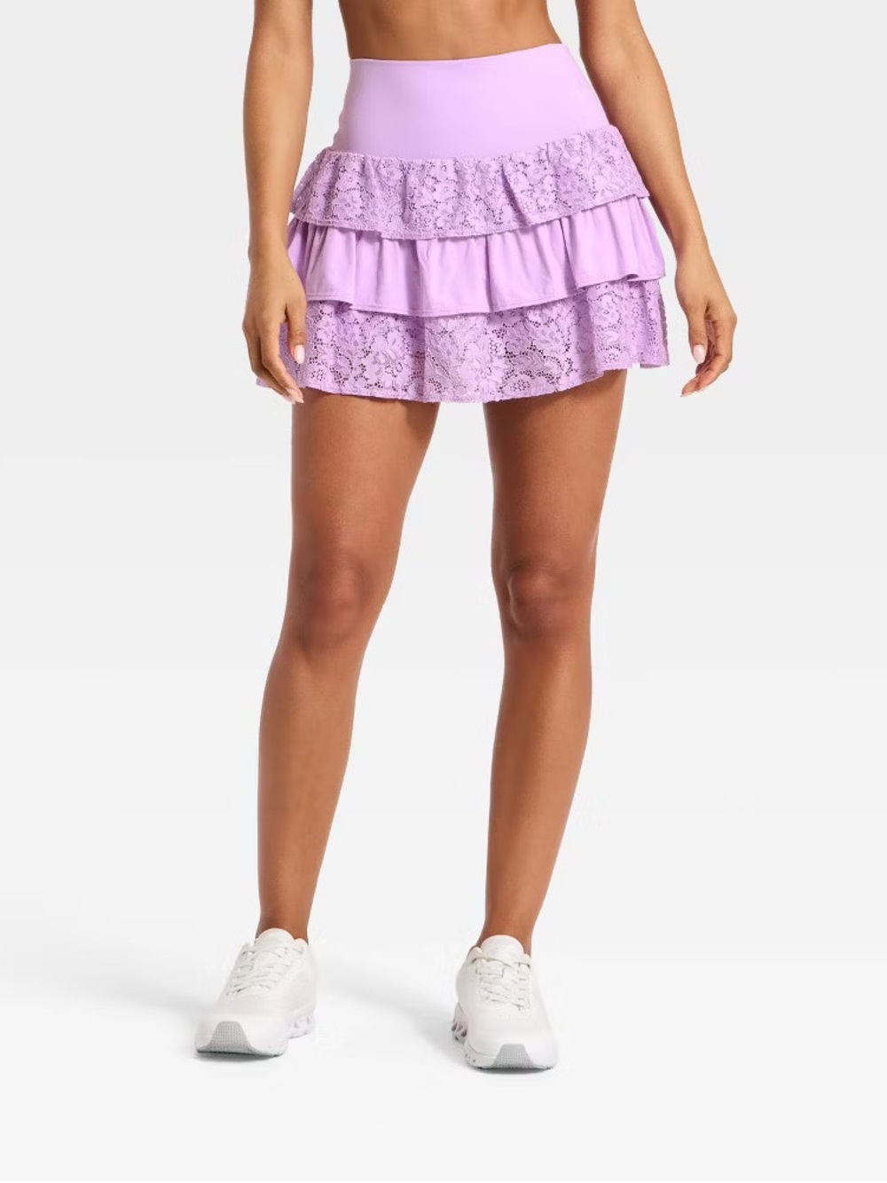 NWT JoyLab Lavender Tiered Ruffle Mini Skirt with Shorts